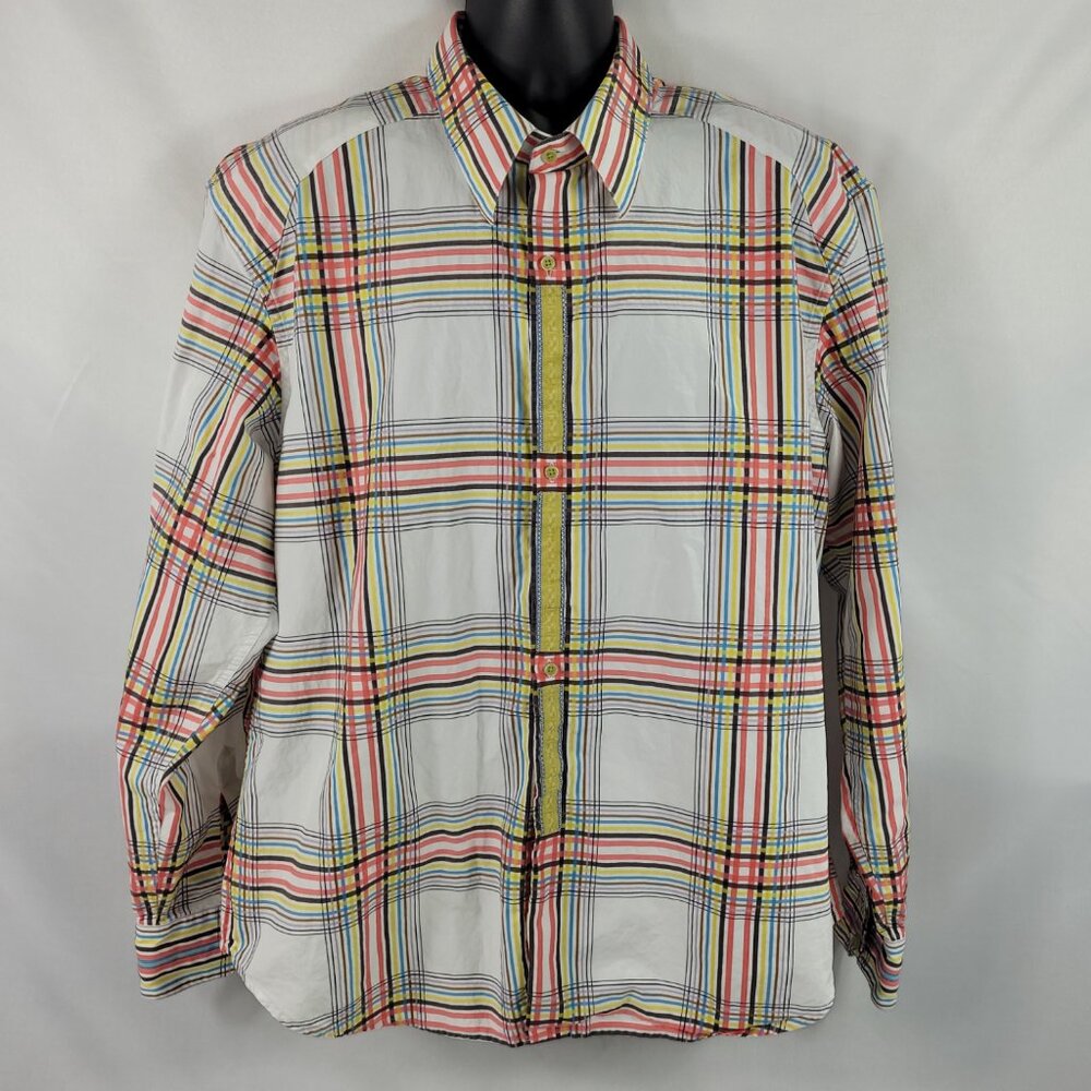 Robert Graham Retro Plaid Long Sleeve Button-Up Dress Shirt size Mens 2XL